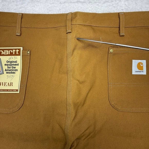 Carhartt 62W Double Front Work Dungaree Brown Duck Pants 48x32 USA NWT NOS - Picture 6 of 6